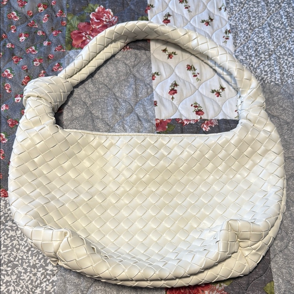 A New Day White Woven Hobo Bag